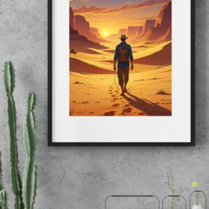 viajero solitario en el desierto al atardecer+ 🎁 incluye participación en sorteo: con la compra de este póster participas automáticamente por play station 5 + tv