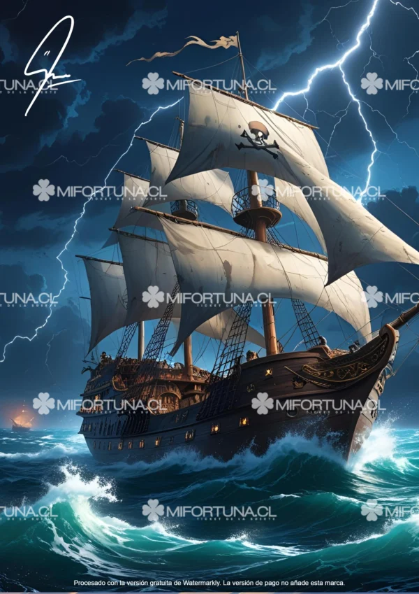 barco pirata en tormenta + 🎁 incluye participación en sorteo.