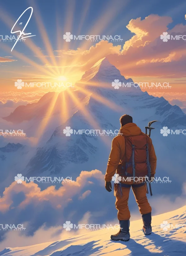 montañista valiente al amanecer + 🎁 incluye participación en sorteo